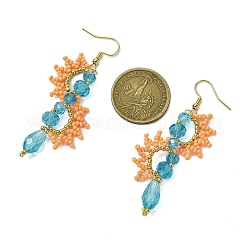 Стеклянные бусины ручной работы и стеклянные подвесные серьги EJEW-MZ00363