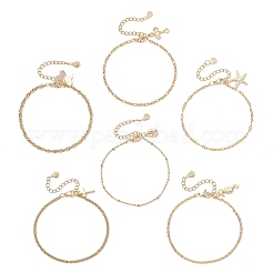 6 set di braccialetti a catena in acciaio inossidabile 304 con tema oceano e 6 stili con ciondoli per donna&nbsp;BJEW-JB12448