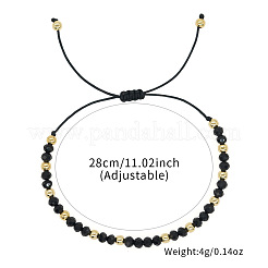 Bracelets de perles rondes en verre et laiton tressées&nbsp;RD6595-1