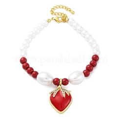 Браслеты с подвесками из прозрачного кубического циркония из клубничной латуни с микропаве BJEW-G740-04G