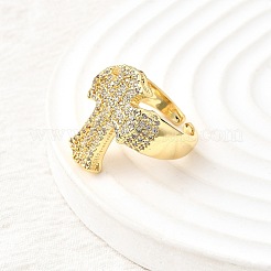 Манжеты из латуни с микро паве кубический цирконий для женщин RJEW-F184-05G