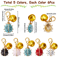 6 комплект подвесок из эмалевого сплава в виде божьей коровки HJEW-SC0001-48