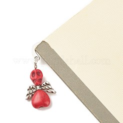 Teschio con segnalibri in turchese sintetico tinto con le ali&nbsp;AJEW-JK00180-02