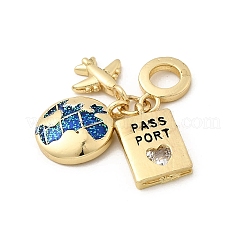 Европейские подвески-шармы из латуни с эмалью в виде самолета KK-M309-18G-02