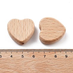 天然ブナ材の木製赤ちゃん用歯固めおもちゃ  新生児用歯固めリング  ハート  25x25x8mm  穴：3mm.&nbsp;LS-WOOD-D275-01A