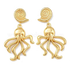 Серьги-гвоздики из латуни с подвесками на морскую тематику&nbsp;EJEW-F400-04B-G