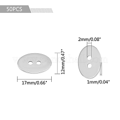 Flache ovale Nähknöpfe aus Edelstahl 304 mit 2 Loch zur Herstellung von Armbändern&nbsp;STAS-UN0011-51P