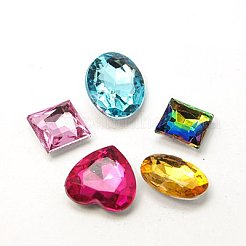 アクリルラインストーン尖底カボション  多面カット  混合図形  ミックスカラー  8~35x4~35x2.5~9.5mm&nbsp;GACR-MSMC001-5