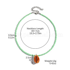 Sommerstrand Naturmuschel Anhänger Glasperlen Halsketten für Frauen&nbsp;FS-WGEF253-13