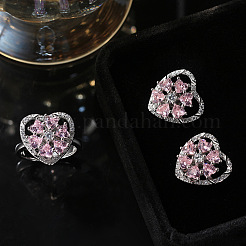 925 серебряные серьги-гвоздики с родиевым покрытием и вращающимся сердцем EJEW-L270-01P