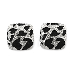 Леопардовый принт латунные эмалевые серьги-гвоздики для женщин&nbsp;EJEW-U055-15B-S