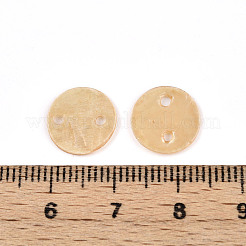 スプレー塗装された天然カピス貝のコネクタチャーム  ディスクリンク  小麦  11~11.5x0.5~1.5mm  穴：1.2~1.6mm&nbsp;SSHEL-N039-03E