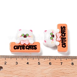 Cabochon decodificati in resina di gatto bianco cartone animato&nbsp;CRES-R203-01F