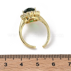 Bagues ouvertes en laiton avec micro pavé de zircones cubiques pour femmes&nbsp;RJEW-L343-17G-08