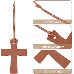 4 x Lesezeichen mit Kreuzanhänger aus PU-Leder&nbsp;AJEW-CL0003-08