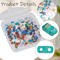 315pcs 9 colores 2 agujeros de semillas de vidrio transparente perlas&nbsp;SEED-PA0001-40