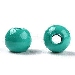 塗装合金ビーズをスプレー  ラウンド  ライトシーグリーン  4x3mm  穴：1.2mm&nbsp;PALLOY-TAC0044-50H