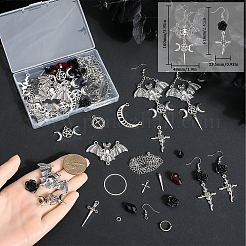 Kits para hacer pendientes colgantes de cruz con espada de latón y aleación para Halloween&nbsp;DIY-SC0026-58