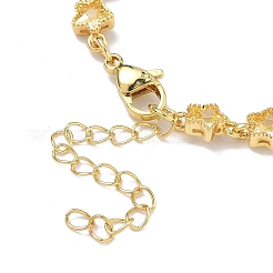 Bracciali a catena con maglie in ottone e zirconi cubici a forma di stella per donna&nbsp;BJEW-P385-03G-07