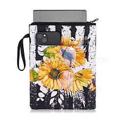 Сумки из полиэстера с принтом подсолнечника для хранения книг на молнии ABAG-WH0046-31