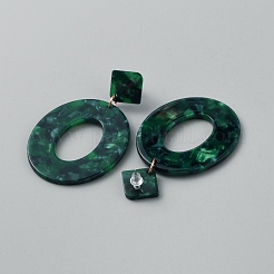 Акриловые полые овальные серьги-гвоздики со стальными железными булавками для женщин EJEW-WH0047-74C