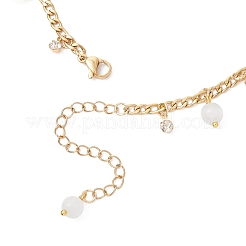 Женские браслеты на ногу с круглой кисточкой из нержавеющей стали 304 с витой цепочкой и кошачьим глазом AJEW-AN00698-03