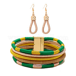 Многослойные ожерелья и серьги-капли из сплава с полиэстеровым шнуром&nbsp;FS-WGF58CA-05