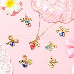 7 шт. 7 стиля латунные эмалевые европейские подвески в виде самолета&nbsp;KK-CJ0004-10