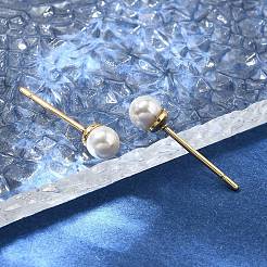 Круглые латунные серьги-гвоздики EJEW-Z086-03G