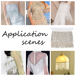 1 ярд пластиковой ленты с кисточками и бусинами&nbsp;DIY-OC0013-14B