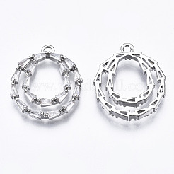 真鍮象眼細工の透明な立方晶ジルコニアペンダント  涙の指輪  プラチナ  21x18x2.5mm  穴：1.5mm&nbsp;ZIRC-S069-034P