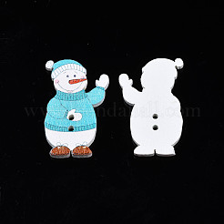 Рождественские деревянные пуговицы из окрашенного клена с 2 отверстием WOOD-N005-47