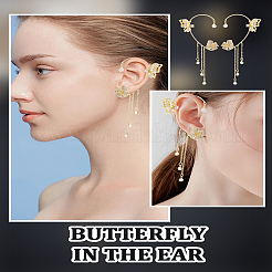 1 пара серег-каффов из сплава стекла с кисточками для женщин&nbsp;EJEW-LP0001-65