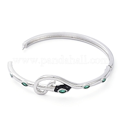 Браслет на шарнире в виде змеи с кубическим цирконием и эмалью BJEW-G673-03P