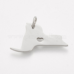 変色しにくい201ステンレススチールペンダント  ニューヨークの地図  ステンレス鋼色  14x23x1mm  穴：3mm&nbsp;STAS-T038-49
