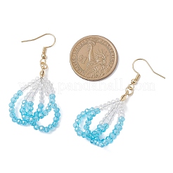 Серьги-подвески в виде стеклянных цветов из нержавеющей стали 304&nbsp;EJEW-JE06721