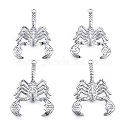 変色しない201ステンレススチールペンダント  サソリ  ステンレス鋼色  43.5x29x3mm  穴：1.8mm&nbsp;STAS-N098-169P