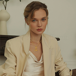 4 шт. 4-х цветный комплект из нержавеющей стали с подвеской в виде якоря и цепочкой для мужчин NJEW-FI0001-26