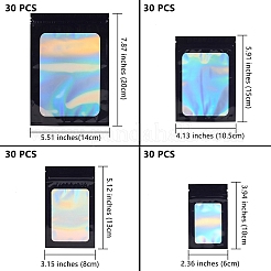 120 шт. 4 прямоугольных пластиковых пакета с застежкой-молнией и голографическим блеском OPP-SZ0001-02