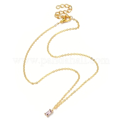 Collier pendentif rectangle en verre avec chaînes de câbles en laiton doré&nbsp;NJEW-FZ00011