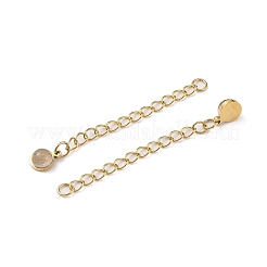 Rallonge de chaîne gourmette en acier inoxydable chirurgical 316 avec placage ionique (IP) et breloque ronde en labradorite naturelle&nbsp;STAS-A097-01G-11