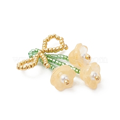 Бант из стеклянных бисера с подвесками-цветами&nbsp;PALLOY-MZ01129-03