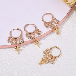 Латунные серьги-кольца Huggie с подвесками кактуса&nbsp;EJEW-SW00001-05