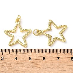 環境にやさしいラックメッキ真鍮ペンダント  丸カン付き  長持ちメッキ  鉛フリー＆カドミウムフリー  スターのチャーム  18KGP本金メッキ  22x20.5x2mm  穴：3mm&nbsp;KK-A201-04G