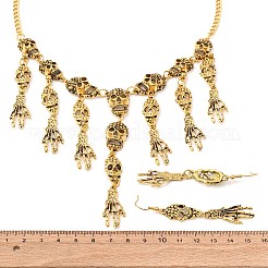 Halloween-Sets aus tibetischem Legierungs-Lätzchen und baumelnden Ohrringen&nbsp;LS-SJEW-P006-02AG