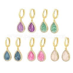 Orecchini pendenti a cerchio in ottone con micro pavé di zirconi cubici&nbsp;KK-CBA8324-11G