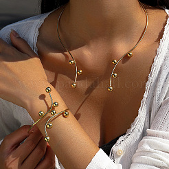 Set di braccialetti girocollo e polsini con perline rotonde in lega di zinco&nbsp;FS-WGEFCD5-04