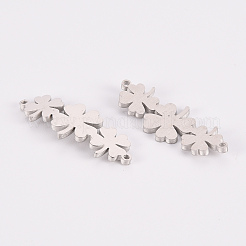 変色しない304ステンレススチールリンクコネクター  レーザー切断  クローバー  ステンレス鋼色  11.5x30x1.5mm  穴：1.2mm&nbsp;STAS-Q242-018