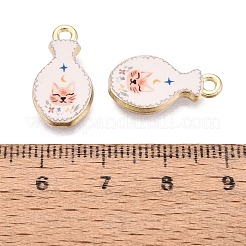 プリント合金ペンダント  ラックめっき  花瓶と猫のチャーム  カドミウムフリー＆ニッケルフリー＆鉛フリー  ゴールドカラー  ライトサーモン  19x10x3mm  穴：1.8mm&nbsp;PALLOY-SZC0008-04B