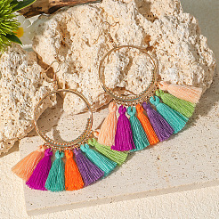 Комплекты украшений с кисточками из сплава и полиэстера в богемном стиле FS-WG07AC6-01
